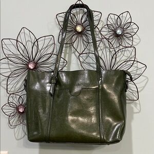 Chic Green Leather Tote